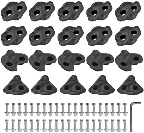 Mlijzard Impugnature da parete per arrampicata per bambini, accessori per arrampicata su roccia, rocce da arrampicata per bambini, pietre miliari per interni ed esterni (nero, 20 pezzi)