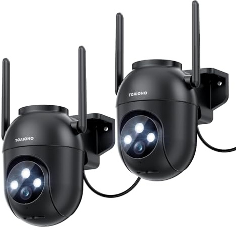 2 Stück Überwachungskamera Aussen - 5MP Kamera Überwachung Aussen 2,4/5Ghz Wlan IP Kamera Outdoor Außenkamera Kabel 360°PTZ Videoüberwachung Aussen Camera Dome Homekit mit Automatischer Verfolgung