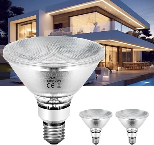 KIMLOONG PAR38 Halogen Flood Light Bulbs, 90 Watt 120V, E26 Base, 2 Pack