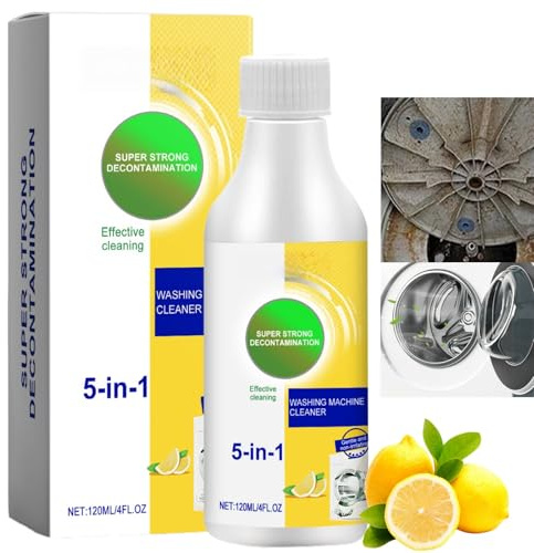120ml 5 in 1 Washing Machine Cleaner Pro,Deep Cleaning Liquid,Washing Machine Descaler & Limescale Remover,Mould Washer Rubber Cleaner,Stain Removal & Odor Eliminator for Drum & Tub,Quick Effect