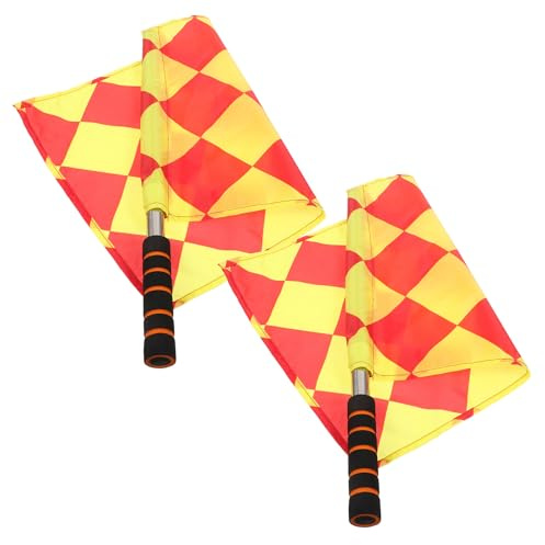 FUNOMOCYA 2 Pezzi Bandiera Arbitro Calcio con Asta in Acciaio Inossidabile Bandierine Segnalazione Sportive Leggere e Resistenti per Gare e Eventi per Arbitri e Assistenti su Campi da Calcio
