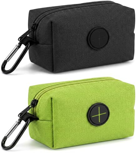 Solvio Dog Poop Bag Holder Dispenser for Lead, 2 Pcs Lightweight Poo Bag Holder with Carabiner Clip, Durable Dog Waste Carrier for Walking Running Traveling
