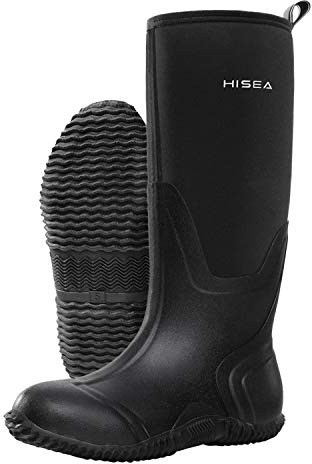 HISEA Women's Rain Boots, Knee High Rubber Boots Waterproof Insulated Neoprene Mud Boots, Anti-Slip Outdoor Work Boots for Hunting Gardening Farming Yard Working