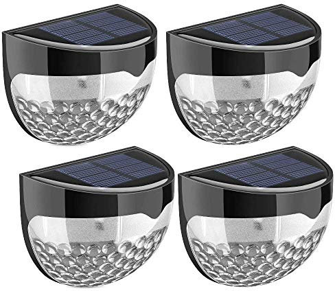 GloBrite Garden Lights - Pack of 4 Outdoor Lights - Waterproof Night Light for Pathway, Patio, Deck, Fence - Solar Security Light with Dusk to Dawn Sensor - Outdoor Lighting