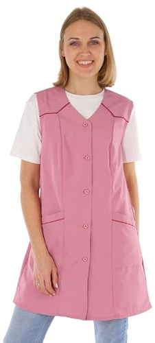 Schuerzenfabrik 7/8 Kasack kurz einfarbig Schürze ohne Arm, Größe:44, Farbe:altrose