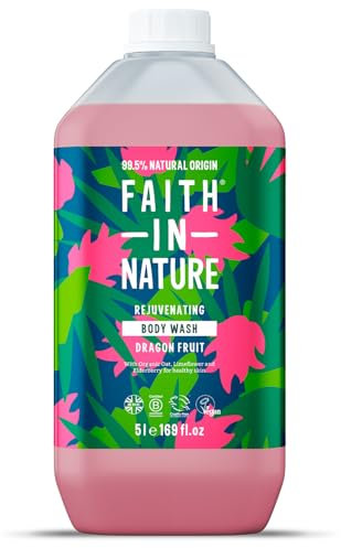 Faith In Nature Natural Dragon Fruit Body Wash, Rejuvenating Shower Gel, Vegan & Cruelty Free, No SLS or Parabens, 5L Refill Pack