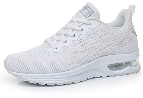 AFFINEST Damen Laufschuhe Sportschuhe Air Atmungsaktiv Turnschuhe rutschfest Leichte Schuhe Stoßfest Outdoor Mesh Sneaker Weiß 39