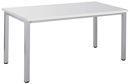 Bürotisch Schreibtisch Besprechungstisch graues Tischgestell quadratische Beine | PC-Tisch Arbeitstisch Konferenztisch Computertisch Homeoffice-Tisch Businesstisch Weiß, B 80 x T 80 x 77,5 cm