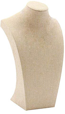F Fityle Espositore per Collana Busto Manichino Espositore per Gioielli, Lino Beige - Cinque Misure, 235 * 390mm