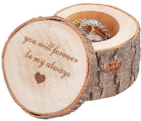 GORGECRAFT Engraved Proposal Wedding Ring Box Wooden Ring Holder Rustic Shabby Chic Rings Bearer Necklaces Wood Storage Ceremony Gift Display