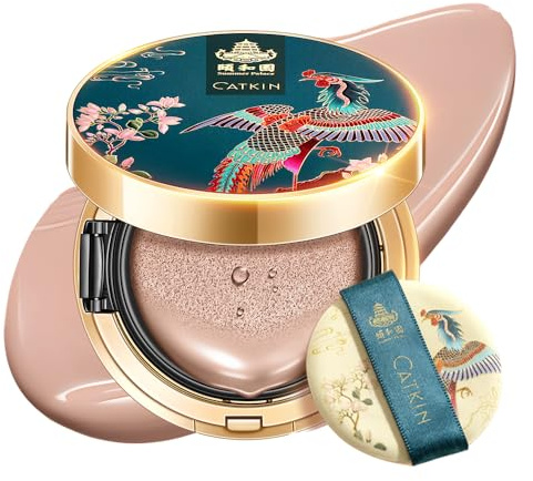 CATKIN BB Cream Air Cushion Foundation with Free Refill Moisturizing Natural Cover Concealer Long-lasting Makeup Crossover Summer Palace (C03 (Vanilla, Light))