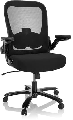 hjh OFFICE XXL Drehstuhl bis 220 kg belastbar Instructor SW I Stuhl Schwerlast Bürostuhl Stoff/Netz Schwarz 691006