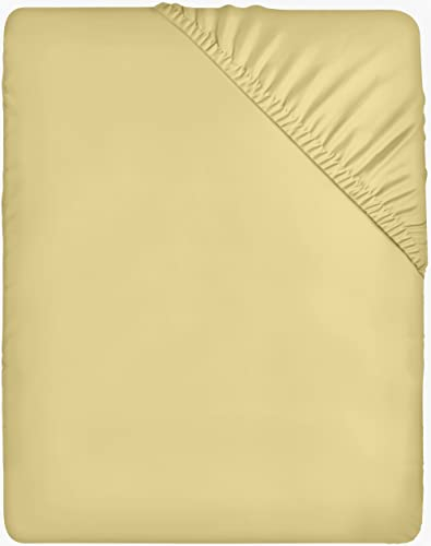 Utopia Bedding - Spannbettlaken 160x200cm - Gelb - Gebürstete Polyester-Mikrofaser Spannbetttuch - 35 cm Tiefe Tasche