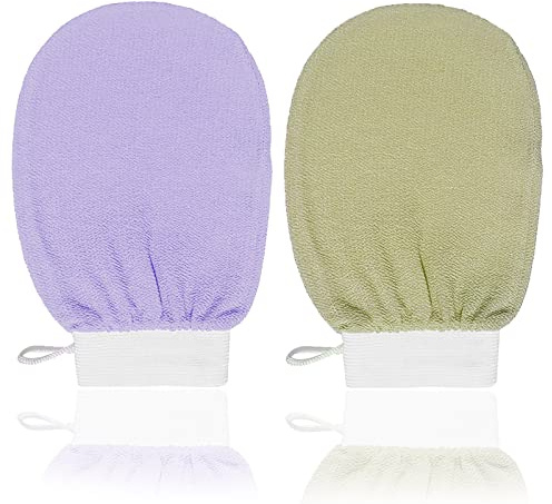 2 stycken peelinghandskar peeling dusch handske dusch skrubba handskar djup kropp bad mot rengör djupt porer för kropp och ansikte duschsvamp för peeling och kropp