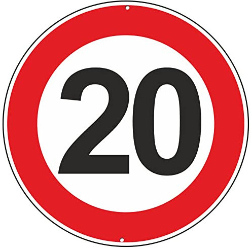 Vitesse maximale 20 Km Horaires signalisation routière panneau en aluminium métal rond épais 3 mm pour extérieur Ø 30 (vitesse maximale 20 Km Heures)