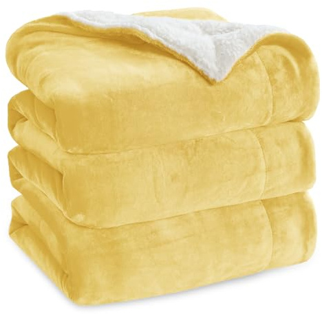 Bedsure - Manta de forro polar sherpa tamaño queen, para cama, gruesa y cálida para invierno, suave y afelpada para todas las estaciones, paja, 228,6 x 228,6 cm