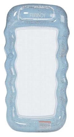 FUNBOY Giant Inflatable Luxury Blue Glitter Mesh Lounger Water Hammock Pool Float, Perfect for a Summer Pool Party Large