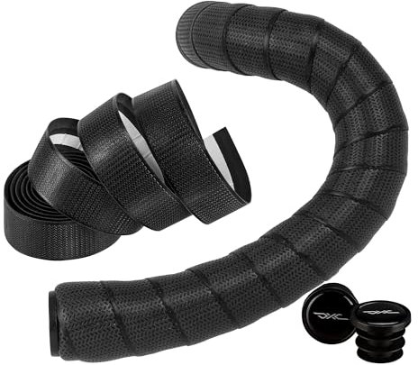 DXC BT Lenkerband Rennrad/Lenkerband Gravel Paar verschiedene Designs/Farben 3cm x 210cm, Dicke 3mm, Bar Tape, Bartape Griffband (Embossed Snake, schwarz)