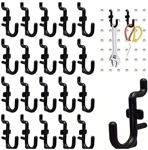 Nivithi Set of 50 J-Shape Pegboard Hooks Kit, Includes Peg Board Organiser Accessories and Perforated Wall Hooks, Heavy Peg Board Hooks are Ideal for Peg Board Hooks for Hanging and Perforated Wall