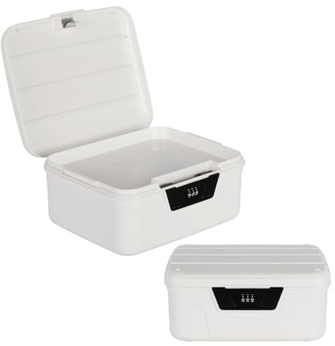 Toolzia Lockable Medicine Storage Box with Combination Lock, Hygienic Medication Storage Organizer Household Security Stash Box Lightweight Storage Container For Home, Office, School - White