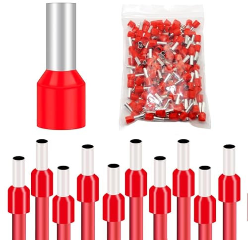 Embout de Cablage Cosse 10mm² 12mm, 100 Pièces Cosse 10 mm² Rouge, Embouts de Câble Isolés, Embout Fil Electrique Souple Connecteurs de Câble, Embouts à Sertir Isolées, pour connexion de fil