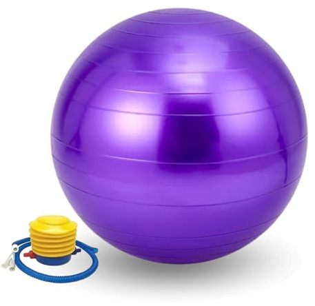 Pelota Yoga 55cm. Balón Pilates Antideslizante. Pelota de Ejercicio de Entrenamiento, Fitness, Embarazada. Fitball Resistente para Estiramientos, Equilibrio, Relajación. (Inflador Incluído)