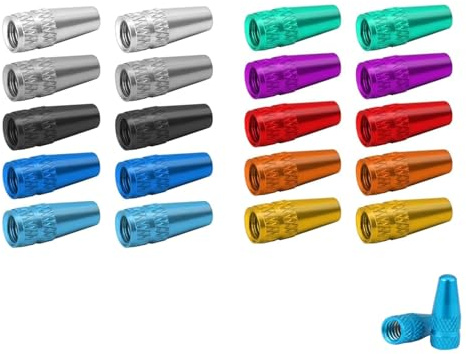 20 stycken ventilkåpor cykel, fransk aluminium, cykelventil, mössa, cykeldäck, ventilkåpor set, däck, franska lock, dammskydd (10 färger)