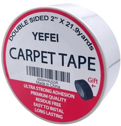 YEFEI Carpet Tape Double Sided Rug Tape Hardwood Floor No Damage for Area Rugs 2IN X 21.9 Yards Removable Residue Free Carpet Grippers for Laminate Floors, Hardwood Floors