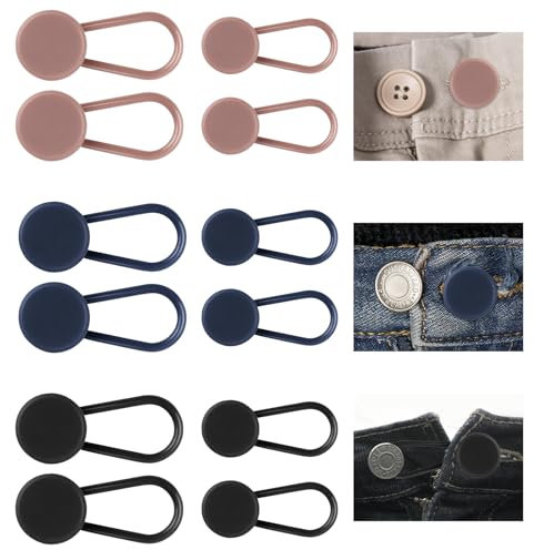 TDUNSYA 12 Stück Knopfverlängerung für Hosen,2 Größen Hosenbunderweiterung Knopf,Verstellbarer Hosenknopf Verlängerung,für Jeans Hosen, Hosenerweiterung Schwangerschaft