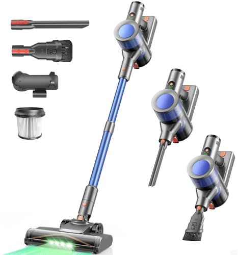 Dzaki Aspirateur Balai sans Fil Puissant avec écran LED- 45KPa 50Mins, 3 en 1 Aspirateur sans Fil sans Sac, Rechargeable Batterie, Silencieux Léger pour Tapis/Poils d'animaux/Sols Durs/Canapé/Voiture
