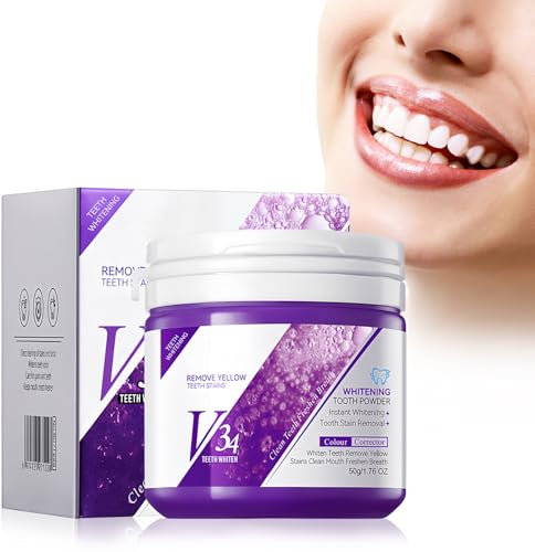 Zahnaufhellung Pulver, Zahnrestauration Pulver, Teeth Whitening Powder, Zahnpulver für Weiße Zähne, Erfrischt den Atemb, Natürlich Weiße Zähne, zur Zahnaufhellung & Zahnreinigung, 50g (Lila）
