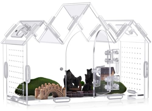 Weysat Acrylic Jumping Spider Enclosure Castle Terrarium with Magnetic Door