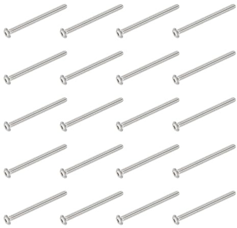 PATIKIL Viti A Testa Bombata Con Innesto Esagonale, 20 PZ #6-32 UNC X 1-3/4 Pollici 304 Acciaio Inossidabile Innesto Esagonale Filettatura Completa Bulloni Per Mobili Per Acqua, Argento