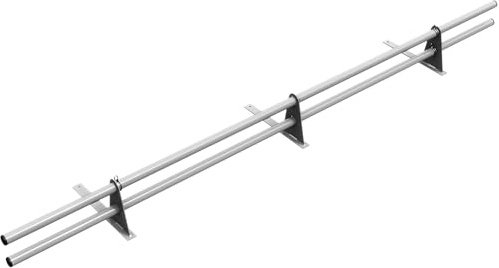 Parotec SCHNEEFANGROHR-Komplettset 2,0 m (200 cm) - für Trapezblech, Dachpappe & Bitumenschindeln - Schneefang/Dachlawinenschutz - 2 Rohre, 3 Halterungen, 10 Farben - RAL 9006 Silber