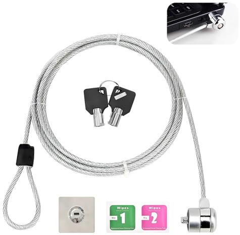 MxyVrix Candado de Seguridad para Computadora Portátil con Cable de Combinación de 4 Dígitos, Protección Antirrobo para Laptops y Dispositivos Electrónicos (Plateado)