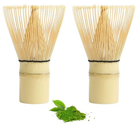 2 Piezas Batidor de Matcha in Bambú 100 Dientes, Tokaneit Mezclador Matcha Hecho a Mano, Tea Whisk para Batir té Macha en Polvo, para un Auténtico Sabor a Macha