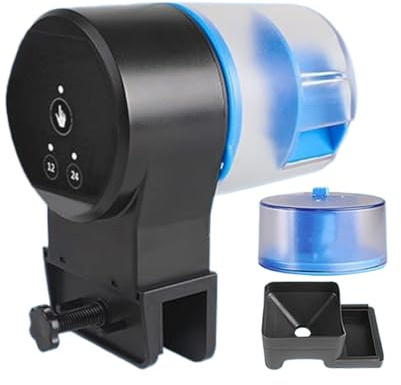 Mangiatoia Automatica per Pesci | Dispenser di Cibo Stabile Regolabile e Preciso,Distributore Automatico di Mangime per Acquario | per Betta Laghetto Acquario Casa Ufficio Camera da