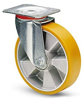 AVO 37 RUOTA CON RIVESTIMENTO IN POLIURETANO 100X30 SUPPORTO GIREVOLE CUSCINETTO