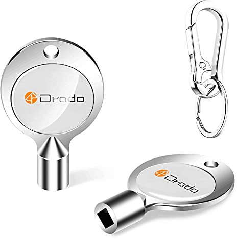 drado 2pcs 5mm Radiator Bleed Keys, Solid Radiator, Valve Clock Key with Keyring, Square Opening Keys, Radiator Valve Vent Key for Screw Air Valve Faucet