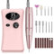 Urbuti Ponceuse pour Ongles Professionnelle Electrique, 35000 RPM Portable Rechargeable Lime à Ongle avec 11 Embouts et Affichage LCD, Vitesse Réglable Puissante pour Manucure et Pédicure (Rose)