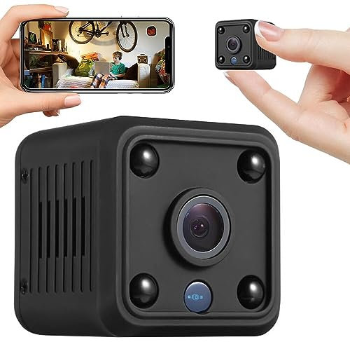 Mini caméra de surveillance Wi-Fi 1080p d'intérieur Mini caméra avec enregistrement, application mobile pour micro caméra intérieure, mini caméra Wi-Fi avec batterie avec détecteur de mouvement Vision