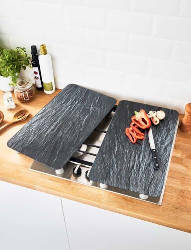 Chums Set of 2 Universal Gas Electric Induction Hob Stove Covers Chopping Board Worktop Surface Protectors Slate
