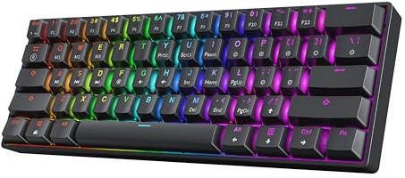 HK GAMING GK61 60% v3 | Kompakte Mechanische Gaming Tastatur | 61 Tasten Mehrfarbig RGB LED Beleuchtet Für PC/Mac Gamer | ANSI US Layout (Schwarz, Cherry MX Brown Switch)