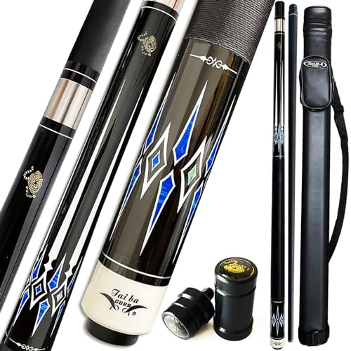 TaiBA 2-Piece Pool Stick With 1x1 Case,13mm Tip, 58, Hardwood Canadian Maple Professional Billiard Pool Cue Stick 19-20 Oz (Selectable)-Blue, Black, Red, Gray, Green, Brown