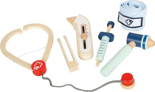 small foot Set de Jeu Docteur, Accessoires médicaux en Bois, Jouet de rôle, dès 3 Ans, 12548