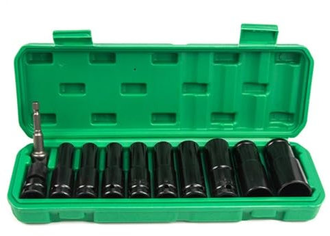 YTRRE Drill Socket Adapter 9 Extension Sockets for Power Tools Electric Wrench Adapter 1/2 Casing Column Storage Box Socket Wrench Adapter Set