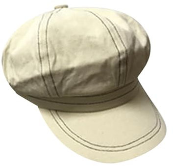 Generisch Robes Femme Printemps / Édition Coréenne, Polyvalent Simple Britannique Vintage Béret avec Lignes Lumineuses, Chapeau de Peintre de Touriste en Plein Air Béret avec Voile, beige, taille