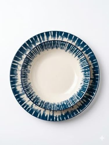 Servizio Piatti per 6 Persone in stoneware 18 pezzi per Lavastoviglie modello (Blu Ray)