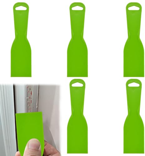 5 Pcs Putty Scrapers for Wood Filler, 2 inches Plastic Filler Spreader Set, Plastic Scraper Spreader, Flexible Paint Scrapers Tools for Spackling, Wallpaper, Remover Sticker, Decals, Patching (Green)
