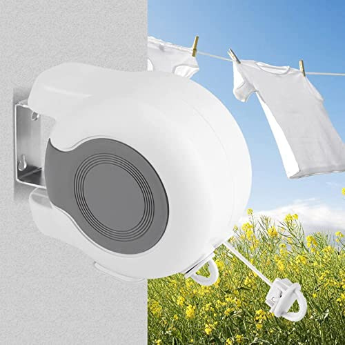 Stendibiancheria Retrattile, Corda da bucato riavvolgibile per Esterni Linea di Lavaggio Stendibiancheria Retrattile a Due per Bagno Lavanderia Balcone Giardino